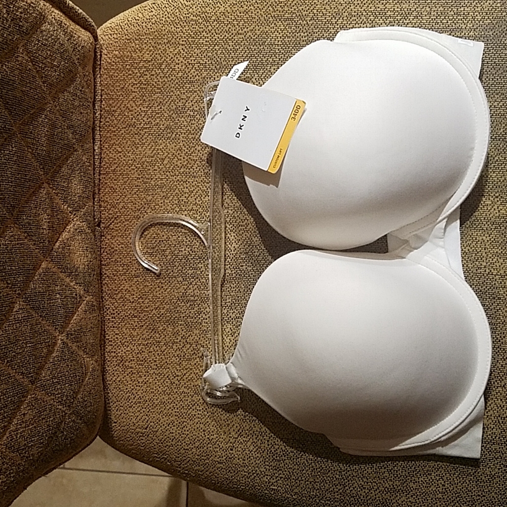 DKNY Classic Cotton Custom Lift Underwire White Bra NWT
